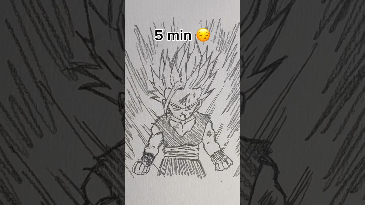 How To Draw Gohan In 10 sec, 10 min,  1 hr  #gohan #goku #dbz #dragonball #art #anime #artist#shorts