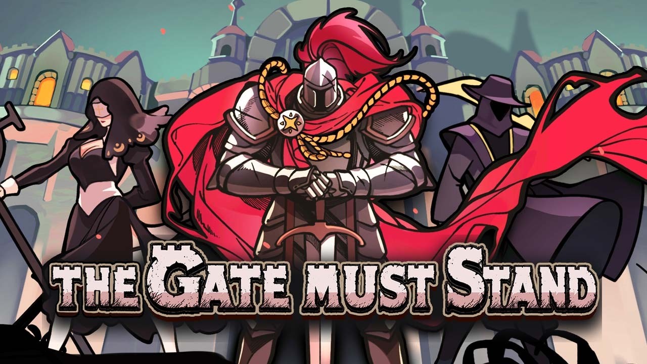 Hero defending a gate against a demonic army in a fantasy battlefield