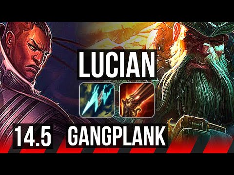 LUCIAN vs GANGPLANK (TOP) | 11/0/1, 6 solo kills, Legendary | BR Grandmaster | 14.5