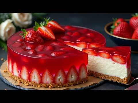 Schneller und leckerer Erdbeerkuchen ohne Backen. Die BESTE Erdbeertorte.