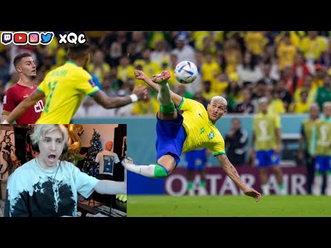 xQc reacts to Richarlison insane goal for Brazil