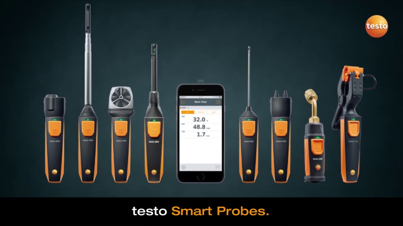 Testo Smart Probes: aparelhos de medição profissionais compactos para o seu smartphone.