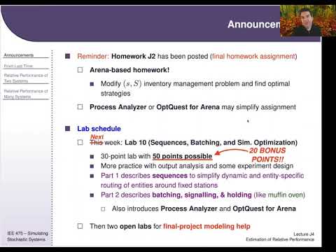 IEE 475: Lecture J4 (2020-11-12) - Estimation of Relative Performance