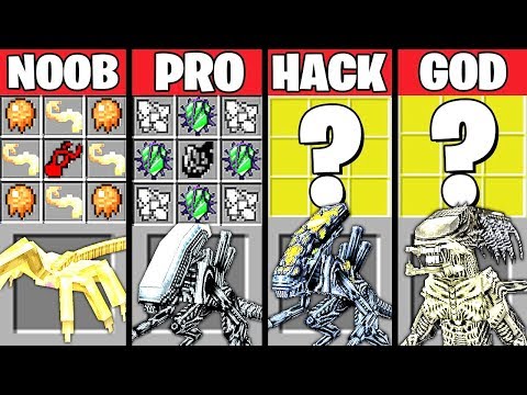 Minecraft Battle: SUPER ALIEN CRAFTING CHALLENGE - NOOB vs PRO vs HACKER vs GOD ~ Animation