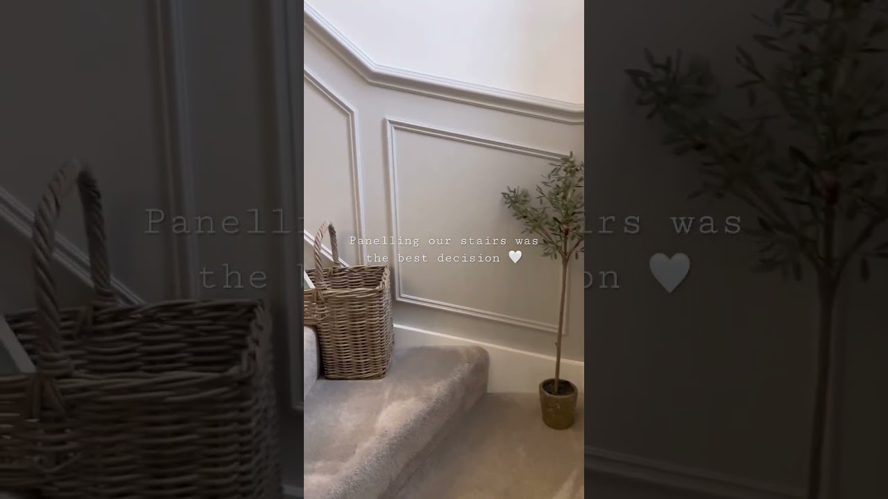 Stairs panelling 🤍 the best decision! #homestyling #panelling #panellingdiy #diypanelling