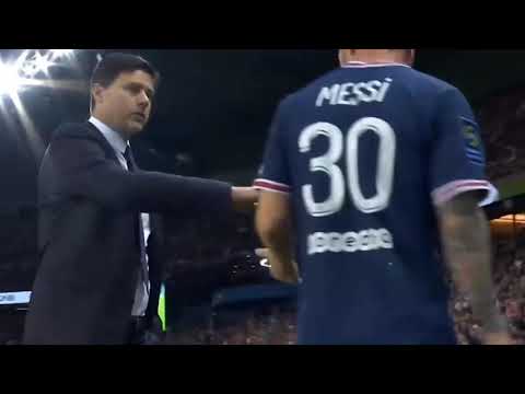 Messi's reaction after being substed/ PSG vs LYON