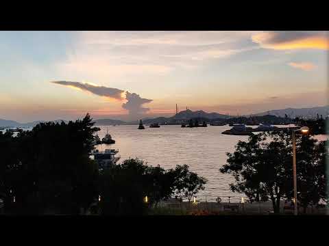 10x speed time lapse sunset in Hong Kong at West Kowloon, no audio