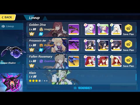 Honkai Impact 3: Nirvana Abyss D456: Opaque Shadow(Quantum) 774: GD(SSS) PV(SSS) FR(SSS) Klein 3*