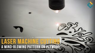 Laser machine cutting a mind-blowing pattern on plywood