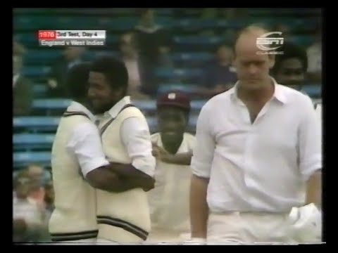 ENGLAND v WEST INDIES 3rd TEST MATCH DAY 4 OLD TRAFFORD JULY 12 1976 ANDY ROBERTS MICHAEL HOLDING