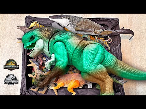 Colossal Box of 100 Jurassic World Rebirth Dinosaur Mattel Toys, Distortus Rex, Spinosaurus, Raptor