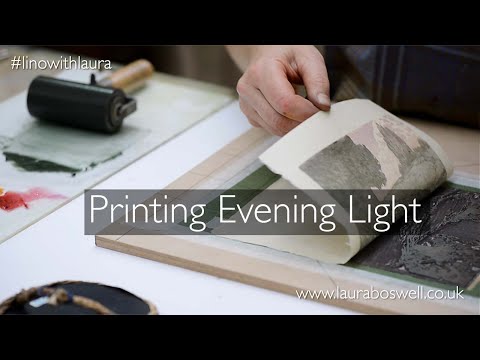 Multi block Lino Print with Laura Episode 22 - Printing Lino Multiblock: a subtle sky with extender