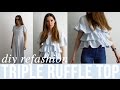 DIY triple ruffle top from dress refashion