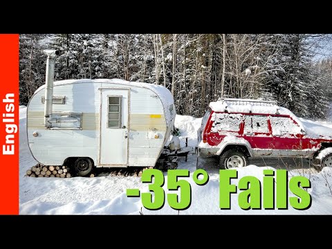 Winter camping with the vintage trailer and DIY wood stove