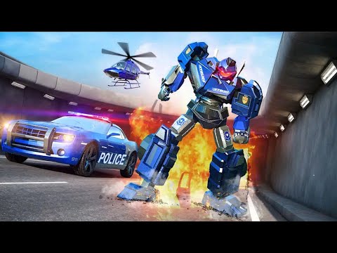 US Police Robot Flying Car Game 21: Helicopter Flying Car Robot Transformation - Android Gameplay