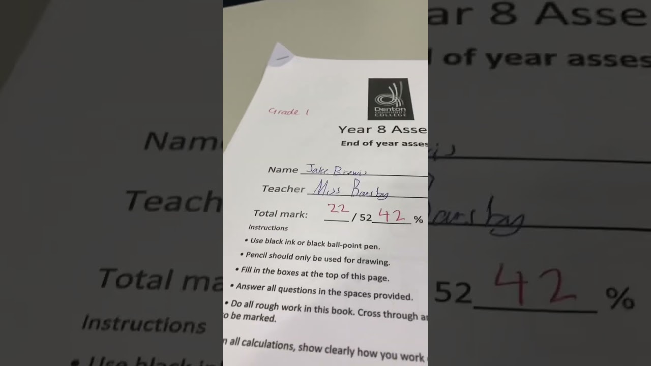 Year 8 Assessment Results #ytshorts #shorts #school #year8