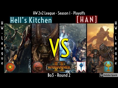 Lizardmen/Greenskins -VS- High Elves/Tomb Kings - 2v2 Tournament - Total War: Warhammer II