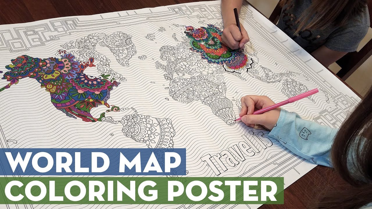 World Map Coloring Poster by Travel is Life