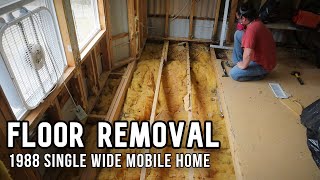 FLOOR REMOVAL & How to PATCH a Mobile Home Floor! Mobile Home Bedroom Renovation
