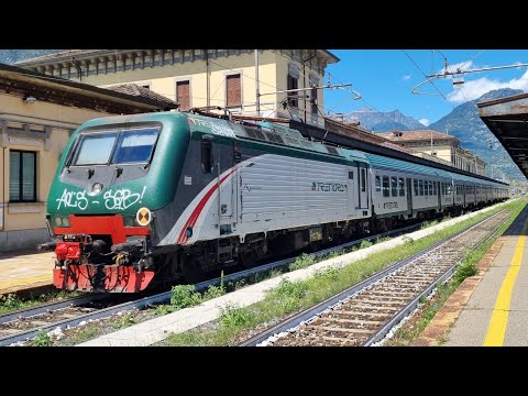 Trenord E464 mit Pendelzug abfahrt in Domodossola (I)