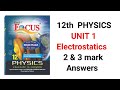 12th Physics Unit 1 Electrostatics 2 3 Mark Questions And Answers FOCUS