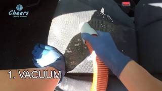 Vomit stain removal from vehicle upholstery