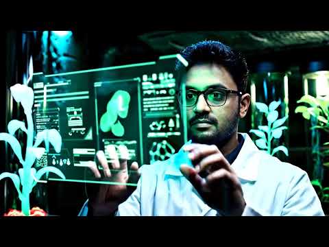 Futuristic portrait of me working with holographic screens inside a dark underground lab