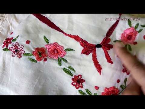 Decorative pillow Cover with Button Hole, Herringbone Stitch | Sarbjit embroidery Designs