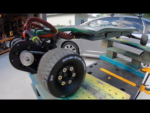 E-Commando 2.0 Double King-Pin Trucks, Wheels, & Motors Upgrade for my friend's electric skateboard.