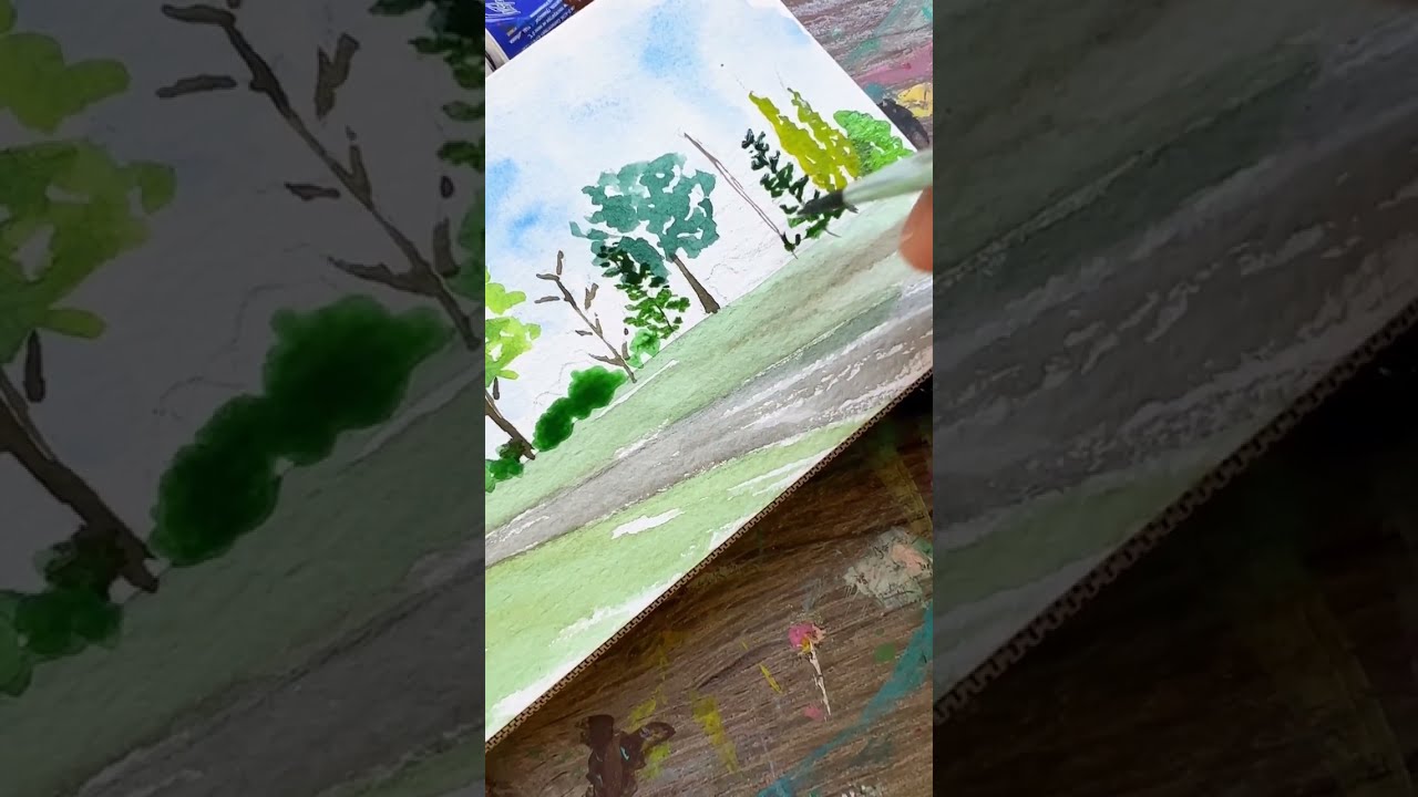 Paint five easy watercolor trees in landscapes
