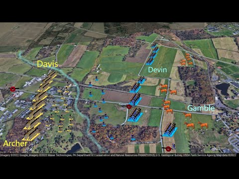 Gettysburg 1: Buford's Stand at Gettysburg Battle: Willoughby Run | Gamble, McPherson's Ridge | Maps