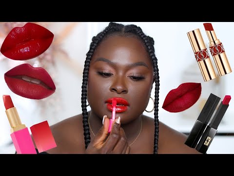 8 RED Lip Options For Dark Skin + MAC Nightmoth Red Lip Combo | OHEMAA