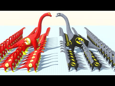 BATMAN VS FLASH BRACHIOSAURUS Jurassic World Dominion ► Animal Revolt Battle Simulator