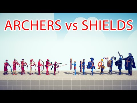 ARCHERS Team vs SHIELD Team - Totally Accurate Battle Simulator TABS