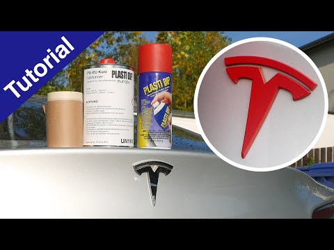 Auto Embleme mit PlastiDip Sprühfolie dippen - Unser Tesla Logo wird rot! (Tutorial)