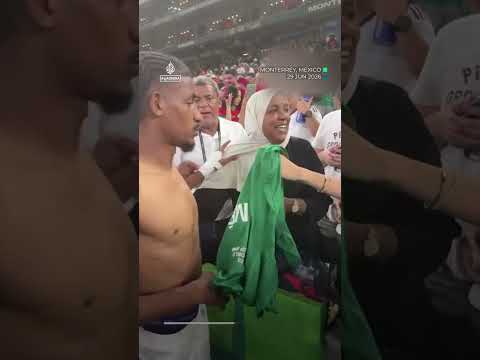 Morocco player hugs mother as team celebrates win against Netherlands | AJ #shorts
