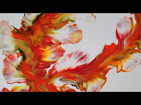 (224) ACRYLIC POURING - DUTCH Pour on LARGE CANVAS - Oo La La! Warm Color Palette