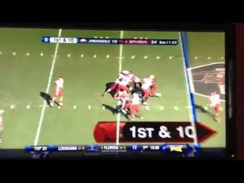 South Carolina vs Arkansas DJ Swearinger big hit on Javonte