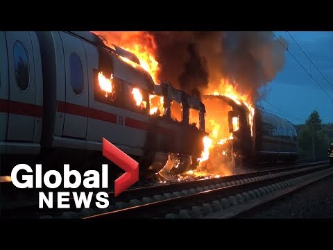 High speed ICE train catches fire in Germany