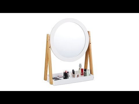 Kosmetikspiegel Bambus und MDF Braun - Silber - Weiß - Bambus - Holzwerkstoff - Glas - 43 x 57 x 22 cm