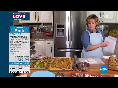 Wolfgang Puck 12-teiliges Steakmesserset mit Geschenkbox aus Holz