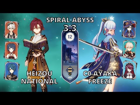 Spiral Abyss 3.3 Heizou National & C0 Ayaka Freeze F2P