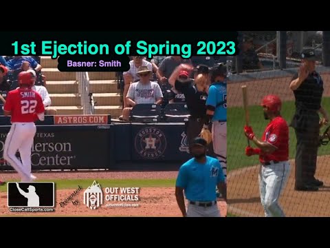 Spring Training Ejection 1 - Reed Basner Tosses Nats' Dominic Smith After Swinging Strikeout