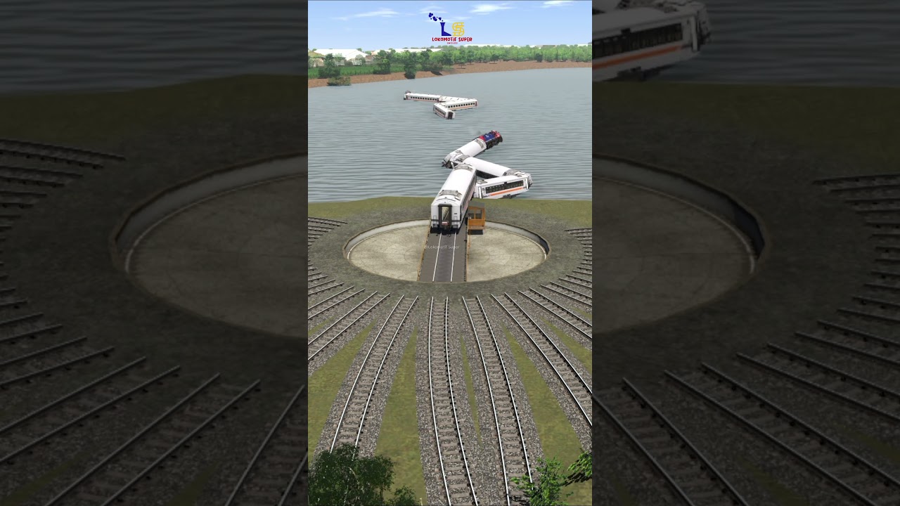 Long Train Crossing 3-Car Turntable Intersection India #train #railway