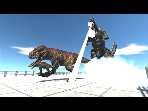 Escape From Godzilla Atomic Breath! Carnivores,herbivores dinosaurs - Animal Revolt Battle Simulator