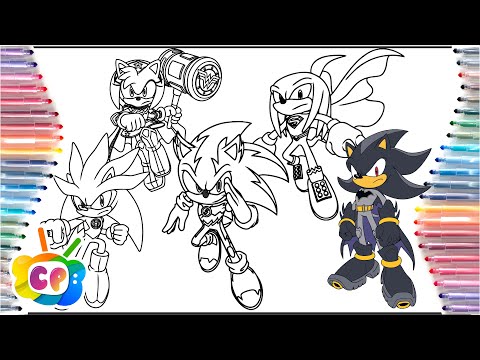 Sonic vs Shadow coloring pages / Sonic Team but they are Superhero / How to draw Sonic