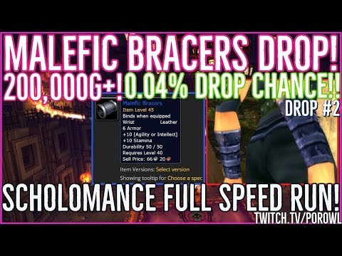 WoW Gold Farm | Malefic Bracers Drop! | 0.04% Drop Chance! | Scholomance Full Speed Run