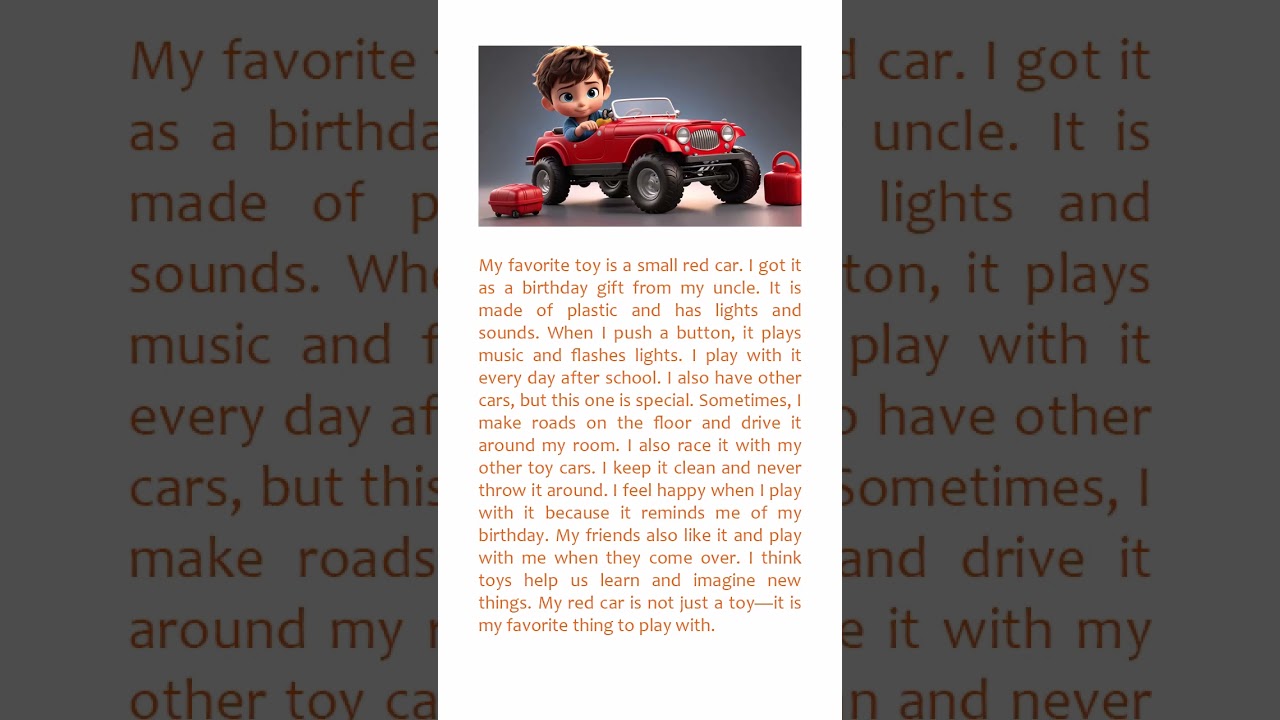 🚗 My Favorite Toy – Simple English Paragraph for Kids | English Listening with Subtitles