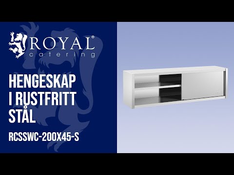 video - Hengeskap i rustfritt stål - 200 x 45 cm - Royal Catering - 30 kg