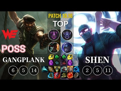 WE Poss Gangplank vs Shen Top - KR Patch 10.16